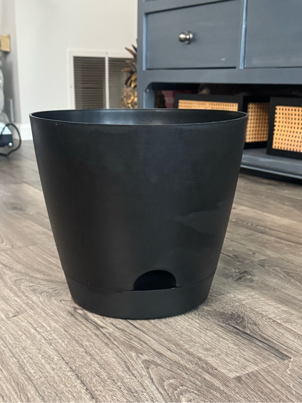 Black Plastic Planter with Drainage